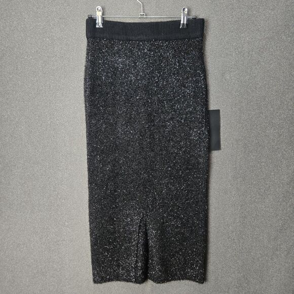 Tuckernuck S Black Tinsel Midi Pencil Skirt Holiday Shimmer - Picture 3 of 7